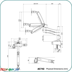 Aavara AC742 Free Style Dual Monitor Stand 3 Pivot (Clamp) - Image 3