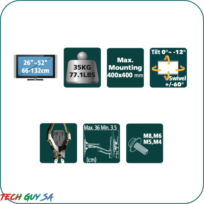 Aavara AE444 Full Motion Wall Support - Ultra Slim - Image 2