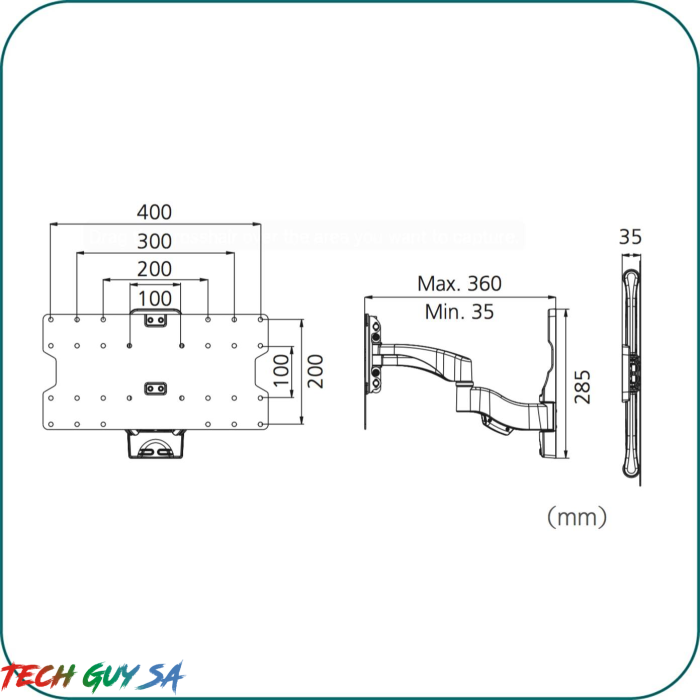 Aavara AE444 Full Motion Wall Support - Ultra Slim - Image 3
