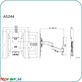 Aavara AS244 Full Motion Wall Support - Ultra Slim - Image 2