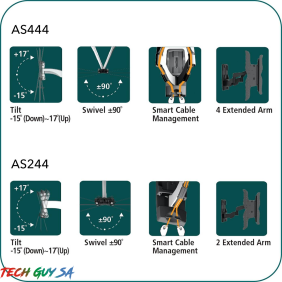 Aavara AS244 Full Motion Wall Support - Ultra Slim - Image 3