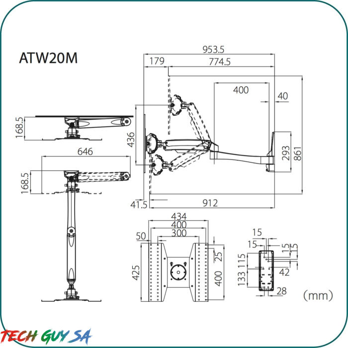Aavara ATW20M Full Motion Wall Support - Image 2