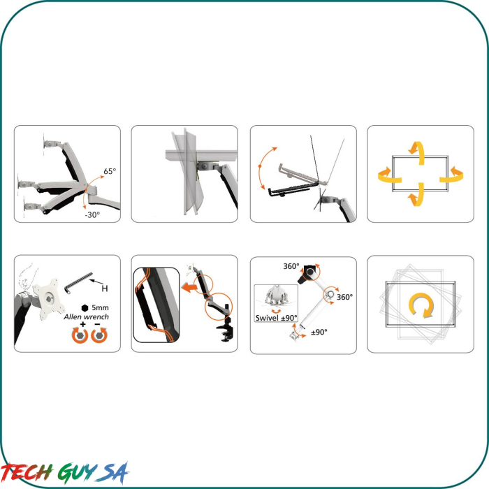 AavaraAW742 Free Style Dual Monitor Stand 3 Pivot (On-Wall Base) - Image 4