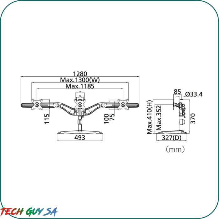 Aavara DS300 Triple LED/LCD Monitor stand - Image 3
