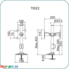 Aavara TI022 back-to-back LED/LCD Monitor Grommet base stand - Image 3
