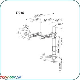 Aavara TI210 Single LED/LCD Monitor grommet base stand - Image 4