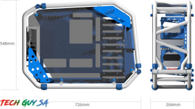 In-Win D Frame 2.0 Open-Air Chassis – White/Blue - Image 2