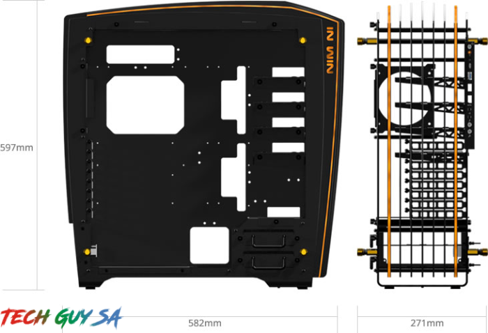 In-Win H-Frame 2.0 Open-Air Chassis – Black/Amber LED Light - Image 10