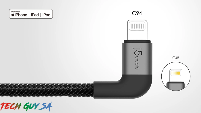 J5Create JALC15 USB-C™ to Lightning® Cable - Black - Image 4