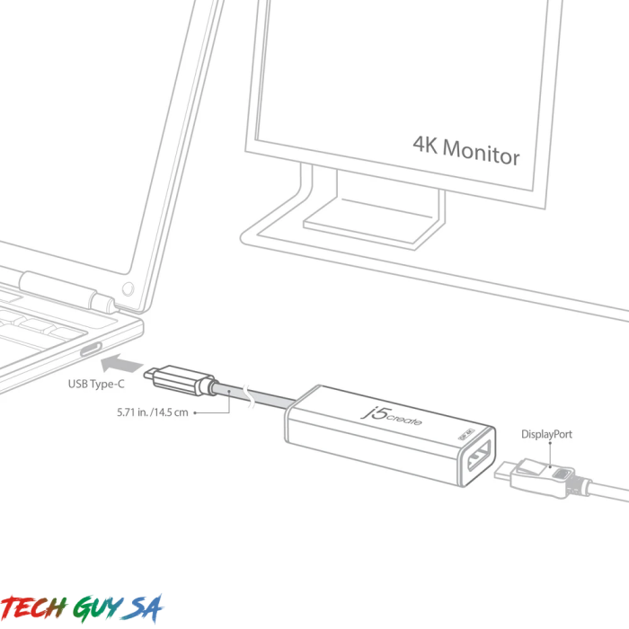 J5Create JCA140 USB™ Type-C to 4K DisplayPort™ Adapter - Image 4