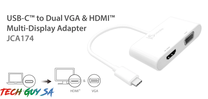 J5Create JCA174 USB-C™ to VGA & HDMI™ Adapter - Image 3