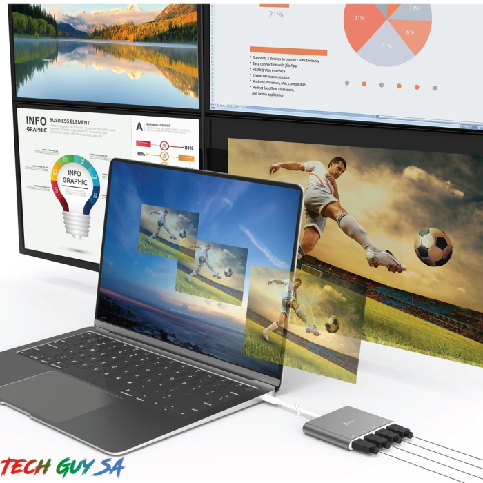 J5Create JCA366 USB-C™ to 4-Port HDMI™ Multi-Monitor Adapter - Image 4