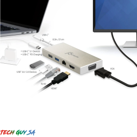 J5Create JCD376 USB-C™ 3.1 Fully functional Mini Dock-VGA/ HDMI™/ Ethernet/ USB™3.1 HUB/ PD2.0 - Image 3
