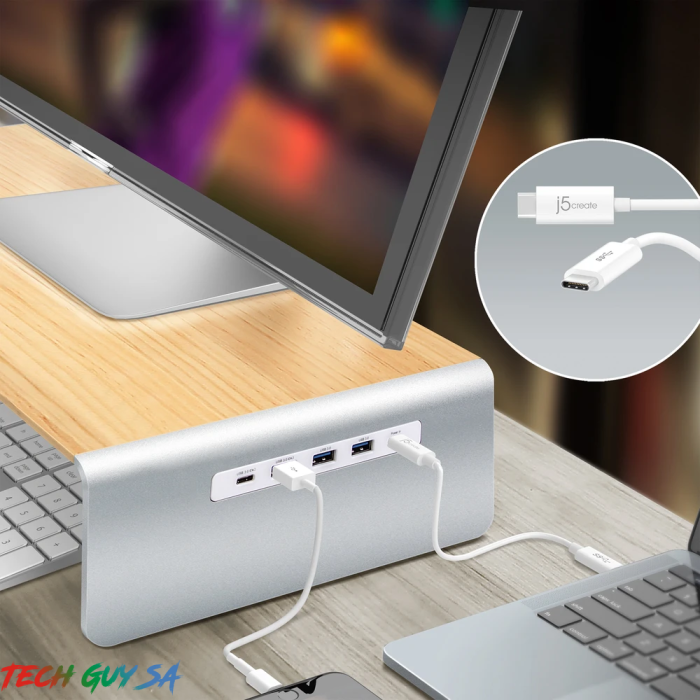 J5Create JCT425 Wood Monitor Stand with Docking Station - Image 6