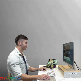 J5Create JCT425 Wood Monitor Stand with Docking Station - Image 4