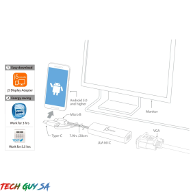 J5Create JUA161C Android™ USB™ to VGA Display Adapter - Image 3