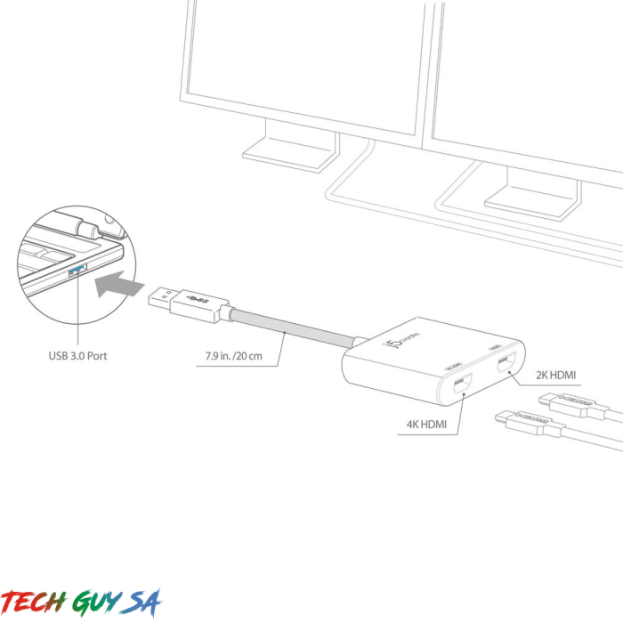 J5Create JUA365 USB™ 3.0 to Dual HDMI™ Multi-Monitor Adapter - Image 2