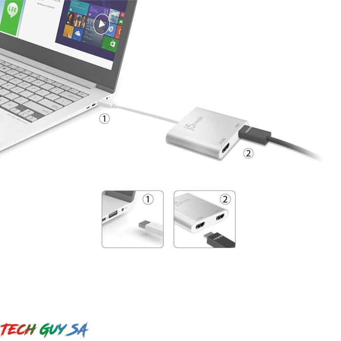 J5Create JUA365 USB™ 3.0 to Dual HDMI™ Multi-Monitor Adapter - Image 3