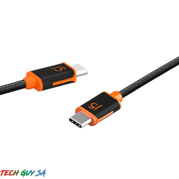 J5Create JUCX24 USB-C™ to USB-C™ Sync & Charge Cable with Double-Braided Nylon Cover for High Durability - Image 2