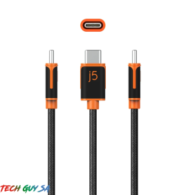 J5Create JUCX24 USB-C™ to USB-C™ Sync & Charge Cable with Double-Braided Nylon Cover for High Durability - Image 3