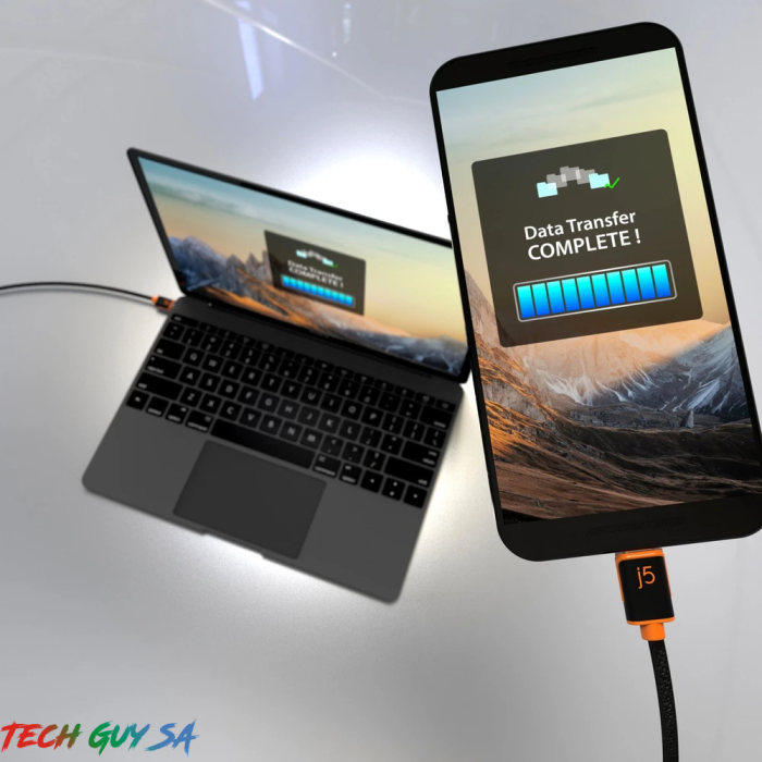 J5Create JUCX24 USB-C™ to USB-C™ Sync & Charge Cable with Double-Braided Nylon Cover for High Durability - Image 5