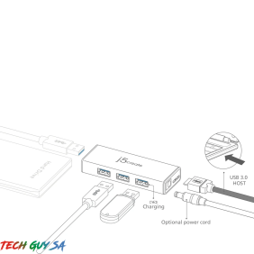 J5Create JUH340 USB™ 3.0 4-Port Hub + Power - Image 3