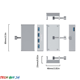 Orico 4 Port USB3.0 Clip-Type Hub Aluminium - Image 3