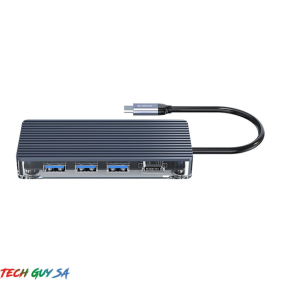 Orico 6 Port 3 x USB3.0|1 x HDMI|1 x RJ45|1 x Type-C Transparent Hub - Grey - Image 2