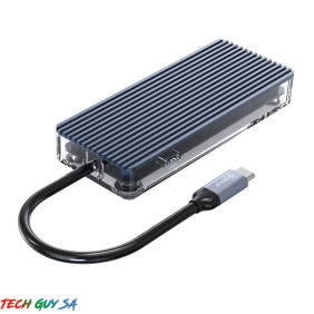 Orico 6 Port 3 x USB3.0|1 x HDMI|1 x RJ45|1 x Type-C Transparent Hub - Grey - Image 4
