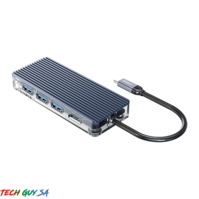 Orico 8 Port 3 x USB3.0|1 x RJ45|1 x HDMI|1 x Type-C(PD 20V)|1 x TF/SD Transparent Hub - Grey