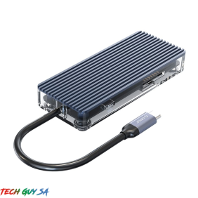 Orico 8 Port 3 x USB3.0|1 x RJ45|1 x HDMI|1 x Type-C(PD 20V)|1 x TF/SD Transparent Hub - Grey - Image 5