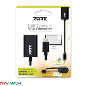 Port USB Type-C to VGA 15cm 1080p@60Hz Adapter - Black