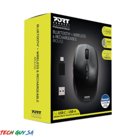 Port Wireless Rechargeable 1600DPI 5 Button Bluetooth Mouse - Black