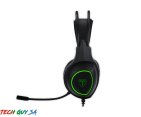 T-Dagger Atlas Green Lighting|210cm Cable|3.5mm+USB|Omni-Directional Gooseneck Mic|40mm Bass Driver|Stereo Gaming Headset - Black/Green - End of Life - Image 2