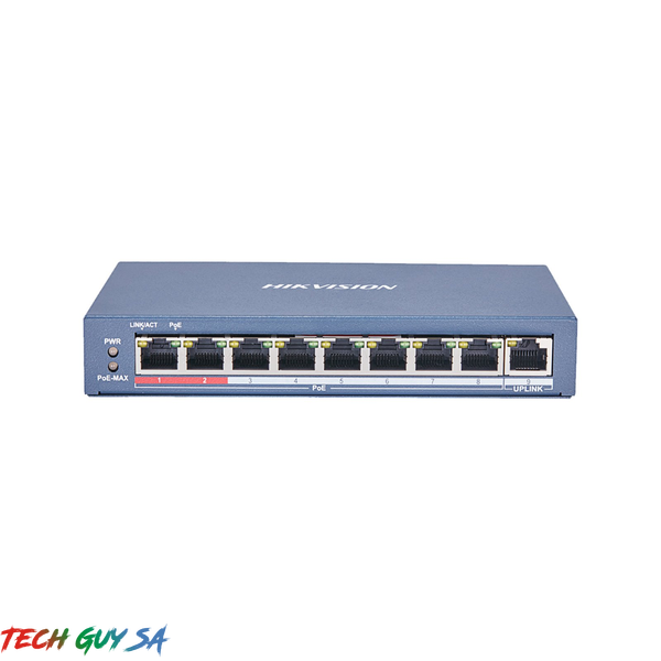 Switch Hikvision 8 Poe 10/100 m Unmanaged. 1 Port Uplink de 100 m. 802