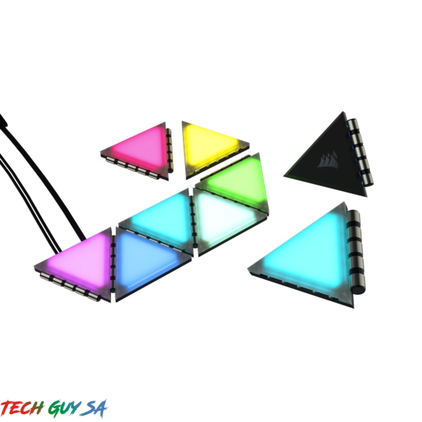 LT-CLC100SK Corsair iCUE LC100 Case Accent Lighting Panels <br>- Mini Triangle - 9x Tile Starter Kit - Image 1