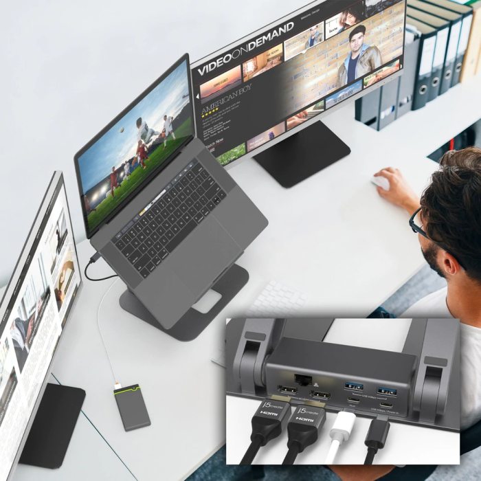 J5Create  JTS427 Multi-Angle Dual HDMI Docking Stand - Image 4