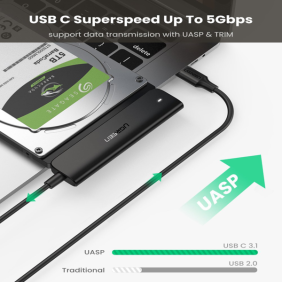UGREEN USB-C 3.0 TO 2.5" SATAIII HDD/SSD ADAPTER SUPPORTING UPTO 5GBPS DATA TRANSFER - BLACK - Image 3