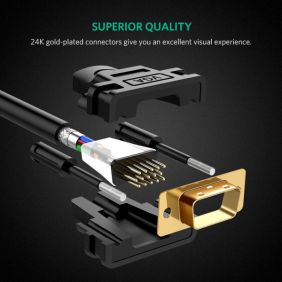 UGREEN VGA MALE TO VGA MALE 1080P 1M CABLE WITH GOLD-PLATED CONNECTORS - BLACK - Image 3