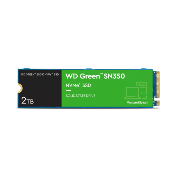 WD Green SN350-2TB WD Green SN350 2TB - nGff ( M.2 ) 3D QLC SSD NVMe PCIe (Gen3.0) x4 mode WDS200T3G0C - Image 1