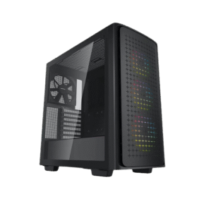 DEEPCOOL CK560 E-ATX MID-TOWER WITH 3X 120MM ARGB FRONT FANS + 1X 140MM REAR FAN & FULL-SIZED TEMPERED GLASS PANEL – BLACK