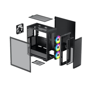 DEEPCOOL CK560 E-ATX MID-TOWER WITH 3X 120MM ARGB FRONT FANS + 1X 140MM REAR FAN & FULL-SIZED TEMPERED GLASS PANEL – BLACK - Image 2
