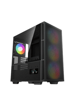 DeepCool CH560 Digital ATX Mesh Front Mid-Tower With Built-in Dual Status Digital LCD Display And 3X Front 140mm + 1X Rear 120mm ARGB Fans And Tempered Glass Side Panel - Black Colour