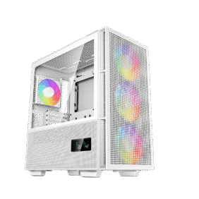 DeepCool CH560 Digital ATX Mesh Front Mid-Tower With Built-in Dual Status Digital LCD Display And 3X Front 140mm + 1X Rear 120mm ARGB Fans And Tempered Glass Side Panel - White Colour