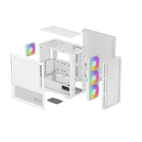 DeepCool CH560 Digital ATX Mesh Front Mid-Tower With Built-in Dual Status Digital LCD Display And 3X Front 140mm + 1X Rear 120mm ARGB Fans And Tempered Glass Side Panel - White Colour - Image 12