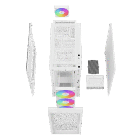 DeepCool CH560 Digital ATX Mesh Front Mid-Tower With Built-in Dual Status Digital LCD Display And 3X Front 140mm + 1X Rear 120mm ARGB Fans And Tempered Glass Side Panel - White Colour - Image 13