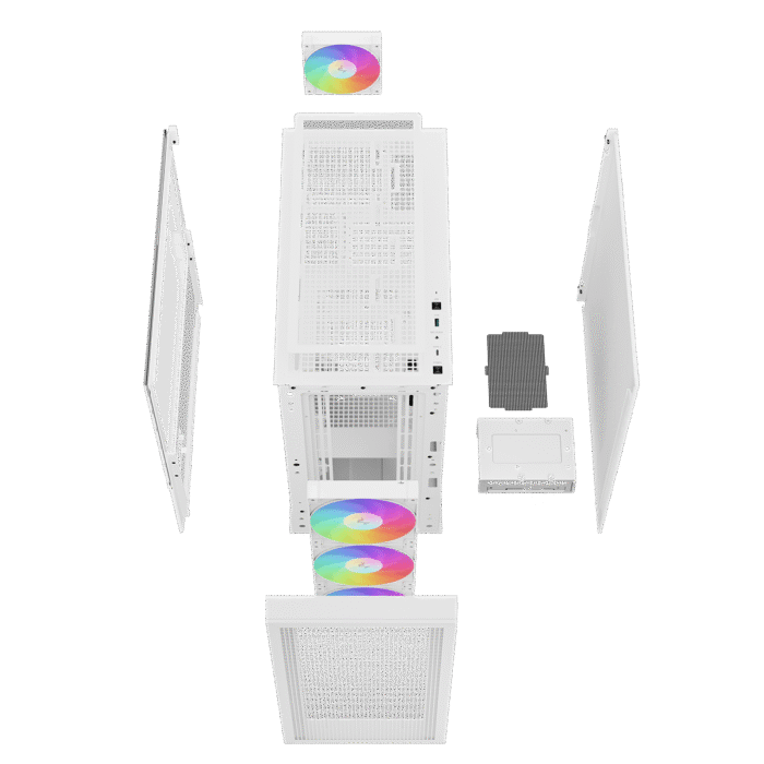 DeepCool CH560 Digital ATX Mesh Front Mid-Tower With Built-in Dual Status Digital LCD Display And 3X Front 140mm + 1X Rear 120mm ARGB Fans And Tempered Glass Side Panel - White Colour - Image 13