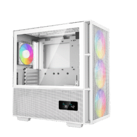 DeepCool CH560 Digital ATX Mesh Front Mid-Tower With Built-in Dual Status Digital LCD Display And 3X Front 140mm + 1X Rear 120mm ARGB Fans And Tempered Glass Side Panel - White Colour - Image 16