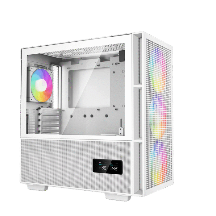 DeepCool CH560 Digital ATX Mesh Front Mid-Tower With Built-in Dual Status Digital LCD Display And 3X Front 140mm + 1X Rear 120mm ARGB Fans And Tempered Glass Side Panel - White Colour - Image 16
