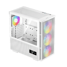 DeepCool CH560 Digital ATX Mesh Front Mid-Tower With Built-in Dual Status Digital LCD Display And 3X Front 140mm + 1X Rear 120mm ARGB Fans And Tempered Glass Side Panel - White Colour - Image 2